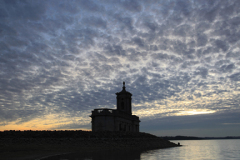 Sunset, Normanton church, Rutland Water