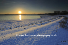 Winter snow sunset, Rutland Water