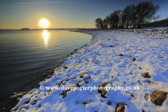 Winter snow sunset, Rutland Water