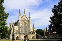 Summer view over Winchester Cathedral