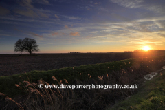 Sunset over fields near Folkingham village