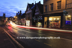 Christmas Lights and traffic trails; Stamford