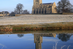 Winter, St Marys Church, river Nene, Fotheringhay