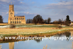 Winter, St Marys Church, river Nene, Fotheringhay