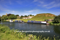 Narrowboats, river Nene, Fotheringhay Castle