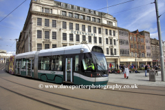 Electric tram in Nottingham city centre