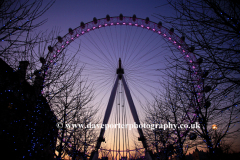 Dusk, Millenium Wheel, South Bank River Thames