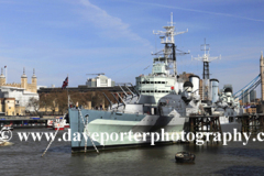 HMS Belfast, Tower Bridge, river Thames