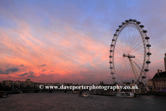 The London Eye, South Bank, river Thames