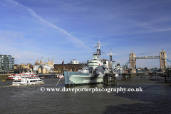 HMS Belfast, Tower Bridge, river Thames