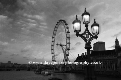 Sunset; river Thames; Millennium Eye; South Bank