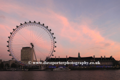 Dusk, Millenium Wheel, South Bank River Thames