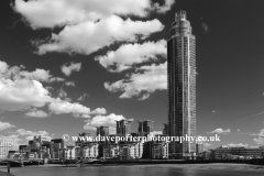 Summer, St Georges Wharf buildings, river Thames