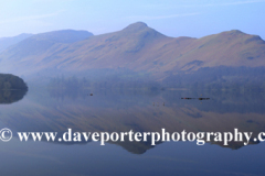 Misty dawn over Cat Bells fell, Derwentwater