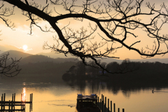 Sunset over Derwentwater lake, Keswick