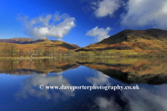 Autumn, Buttermere Fells reflected in Buttermere