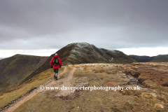 Walker on a ridge up to Crag Hlill Fell