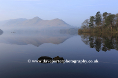 Misty dawn light over Derwentwater