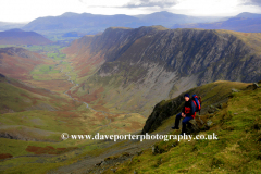 Walker at the summit of Dale Head fell