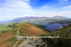 Walkers on Catbells fell, Lake and Derwentwater