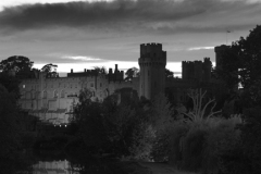 Dusk view over Warwick Castle, River Avon