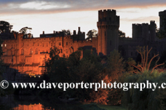 Dusk view of the River Avon and Warwick Castle