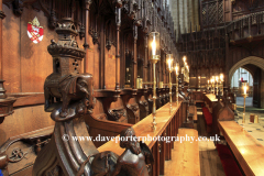 The ornate wooden Choir Stalls of Ripon Cathedral