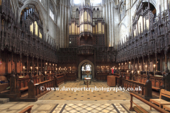 The ornate wooden Choir Stalls of Ripon Cathedral