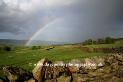 Rainbow over Askrigg pastures; Wensleydale