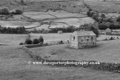 Stone barns, flower meadows, Muker village, Swaledale