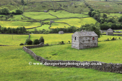 Stone barns, flower meadows, Muker village, Swaledale