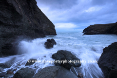 Dusk colours over the shore at Tintagel beach