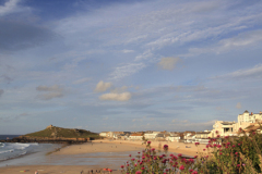 Sunset colours, Porthmeor beach, St Ives town