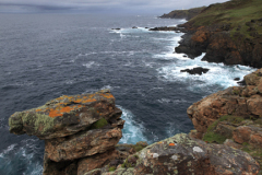 View to Trewellard Zawn point, Pendeen village