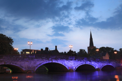 Dusk, bridge over the river Great Ouse, Bedford