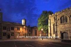 Dusk, TIC and Town Hall in Bedford town