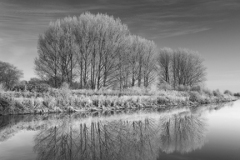 Winter scene, river Welland, Peakirk village