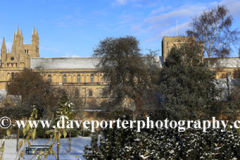 Winter snow over Peterborough Cathedral