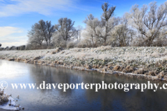 Winter scene, river Welland, Glinton village