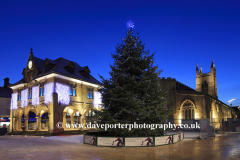 The Christmas lights and Guildhall, Peterborough