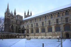 Winter snow over Peterborough City Cathedral