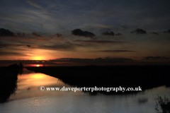 Summer sunset over a Fenland Drain; near March