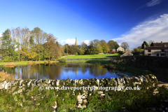 St Leonards church, village pond, Monyash village