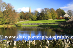 St Leonards church, village pond, Monyash village