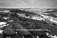 Misty winter view over Curbar Edge