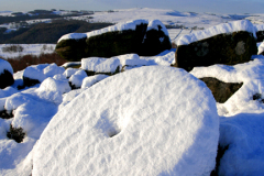 Snow covered Millstones on Millstone Edge