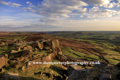 Summer evening light, Curbar gritstone edge