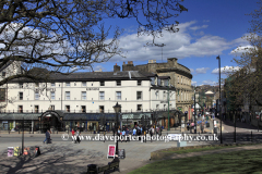 Shops along Spring Gardens, market town of Buxton