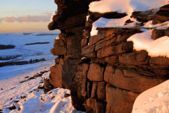 Winter snow on Stanage Edge