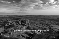 Summer light over Curbar gritstone edge